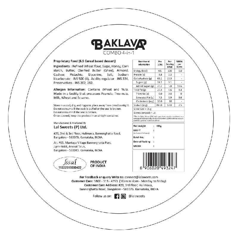 Lal Sweets Baklava Tin, 400 g-2.webp